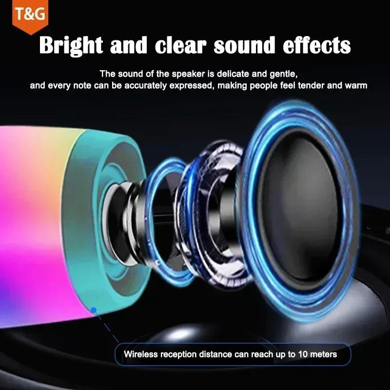 T&G Portable Wireless Speaker, 1 Count Rechargeable LED Light Speaker with Handle, Wireless Subwoofer Speaker for Outdoor Camping, Audio - 6